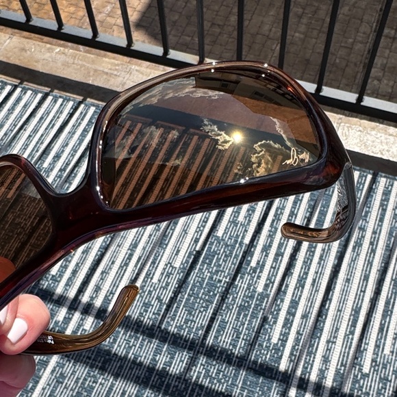 Maui Jim Palms Super Thin Glass Chocolate Polarized Wrap Sunglasses with Case - Picture 9 of 16